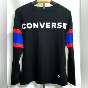 Boys Black Converse Long Sleeve Shirt with Stripes. Size L
